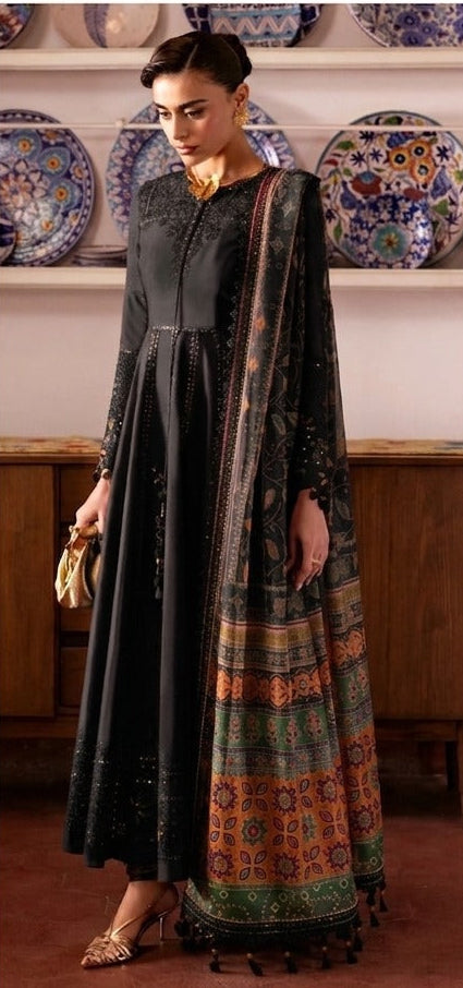 3pcs Jazmin Black Frock lawn