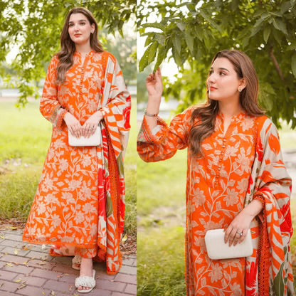 3pcs Aneelas Orange lawn