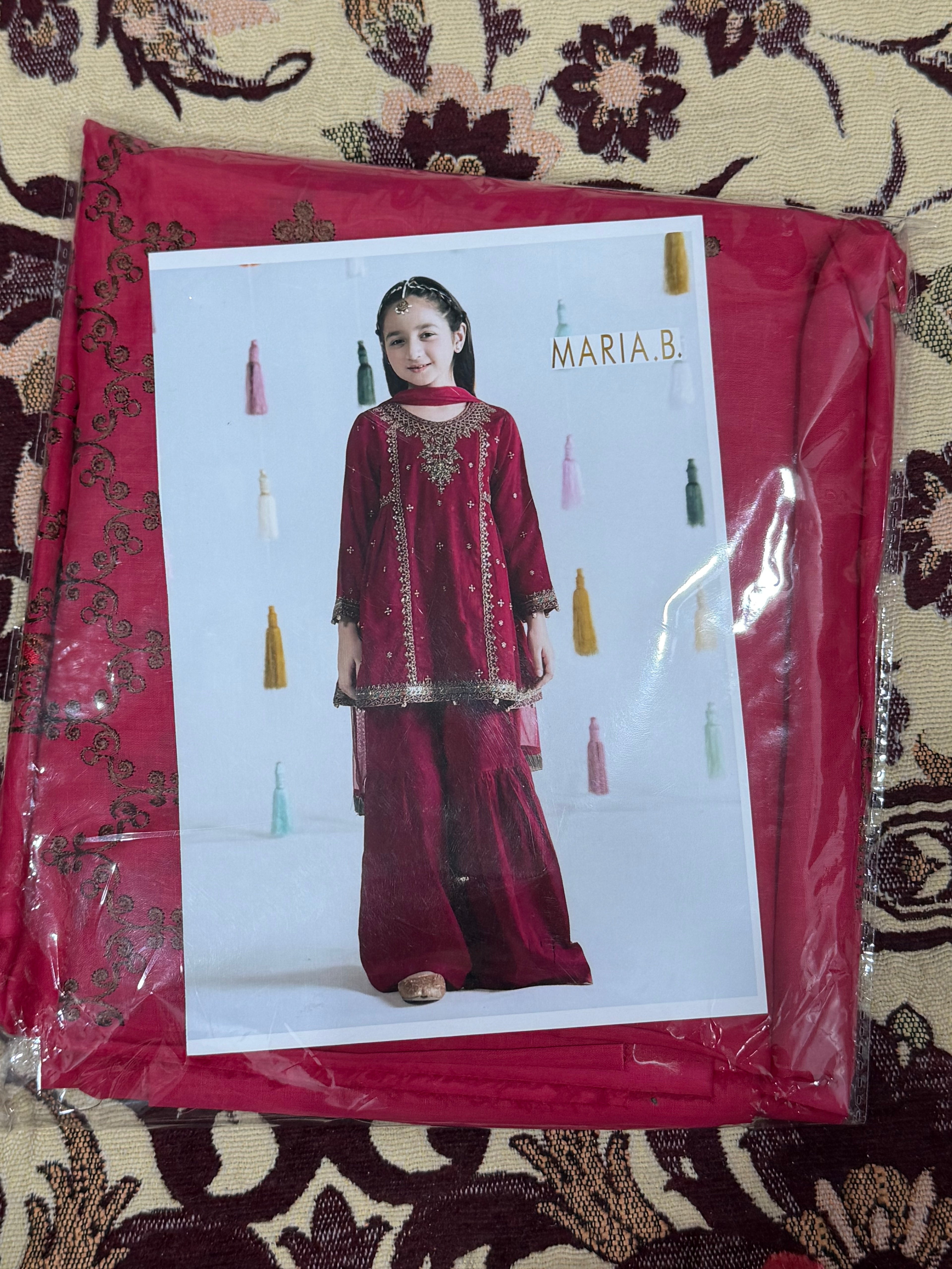 2pcs kids Maria B Shocking pink