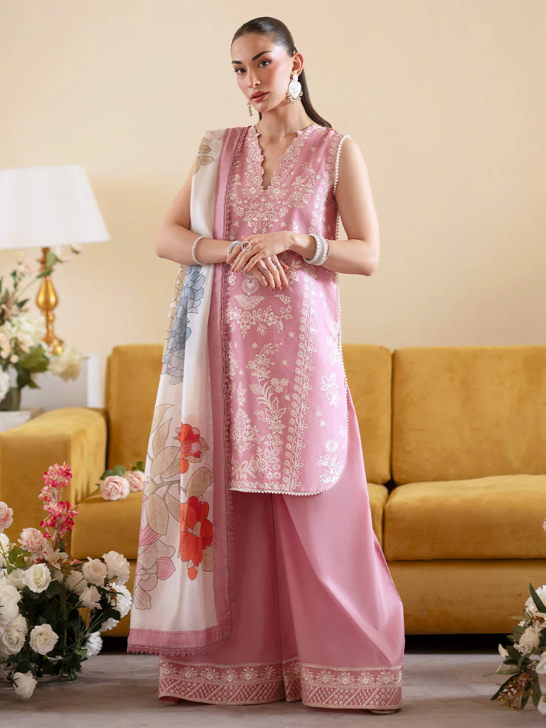 3pcs Mahnur Tea pink lawn