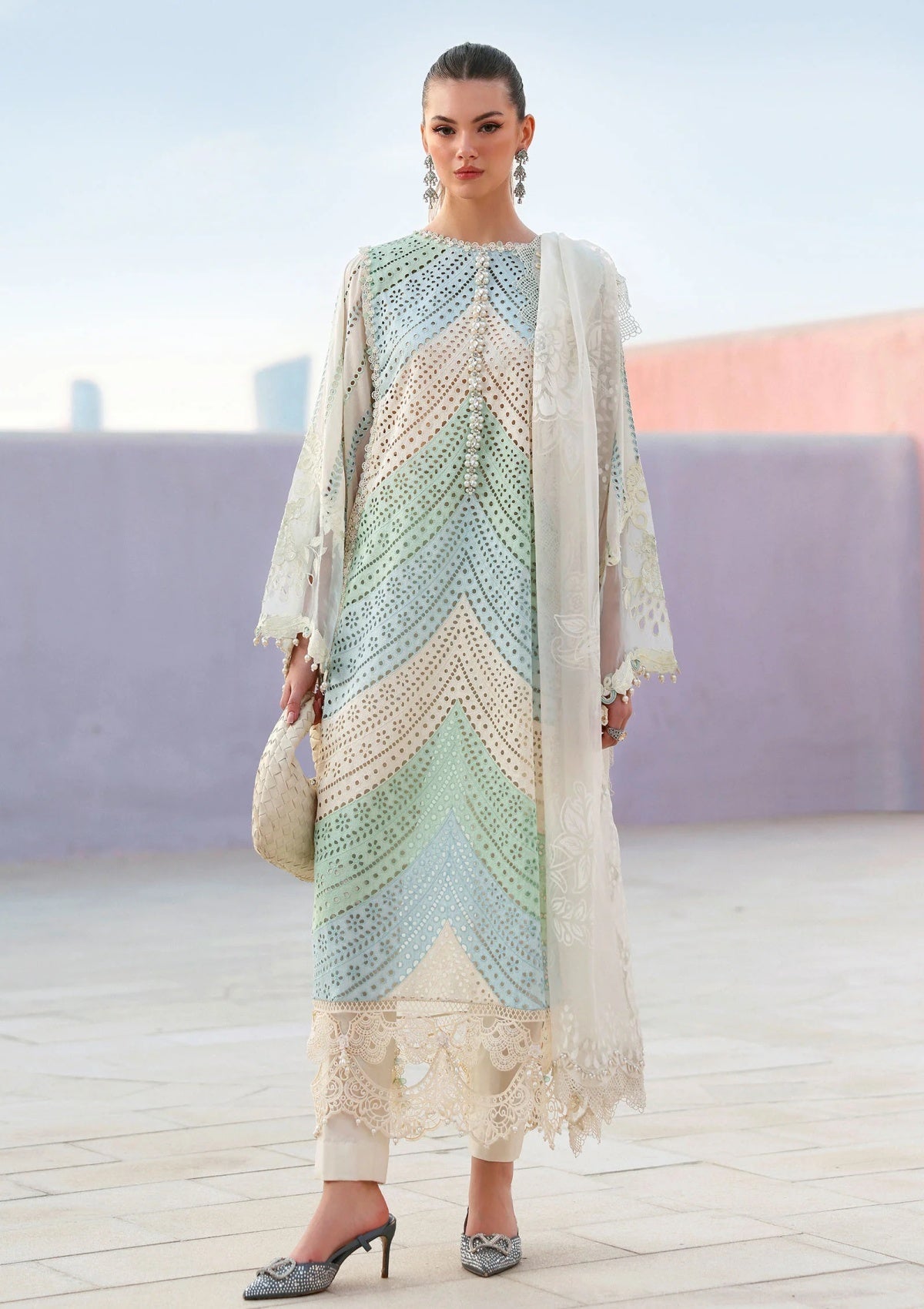 3pcs Maria B Chickenkari Cream lawn
