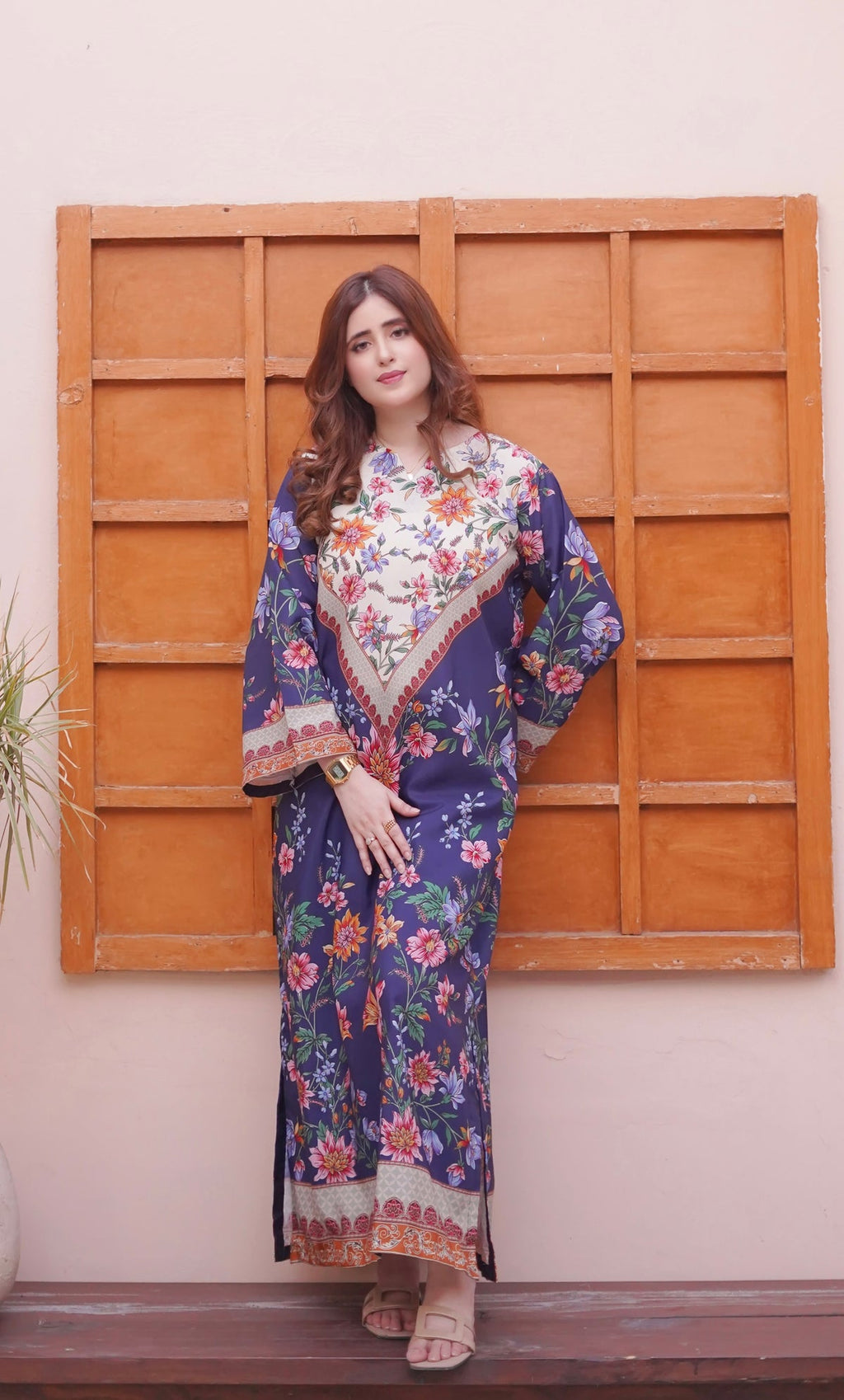 2pcs Styka Blue Long Kaftan Printed