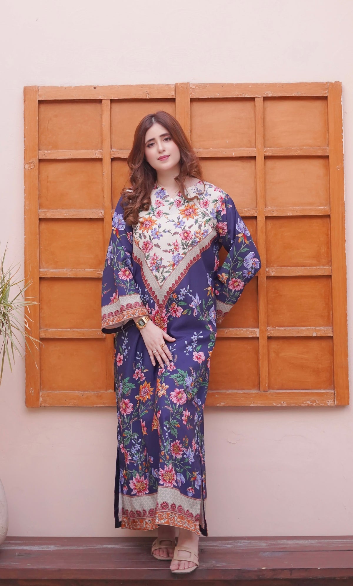 2pcs Styka Blue Long Kaftan Printed