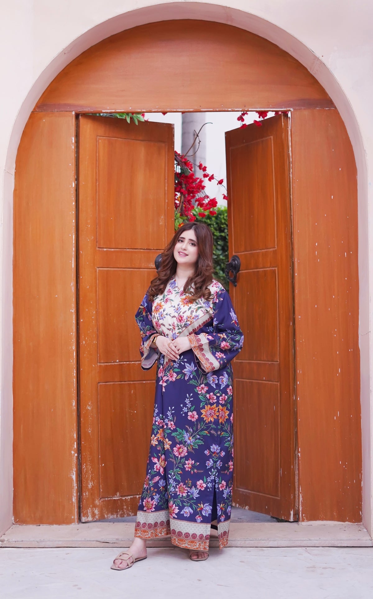 2pcs Styka Blue Long Kaftan Printed
