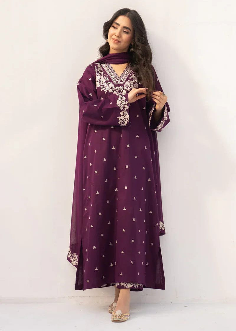 2pcs Pezwan purple Emb lawn