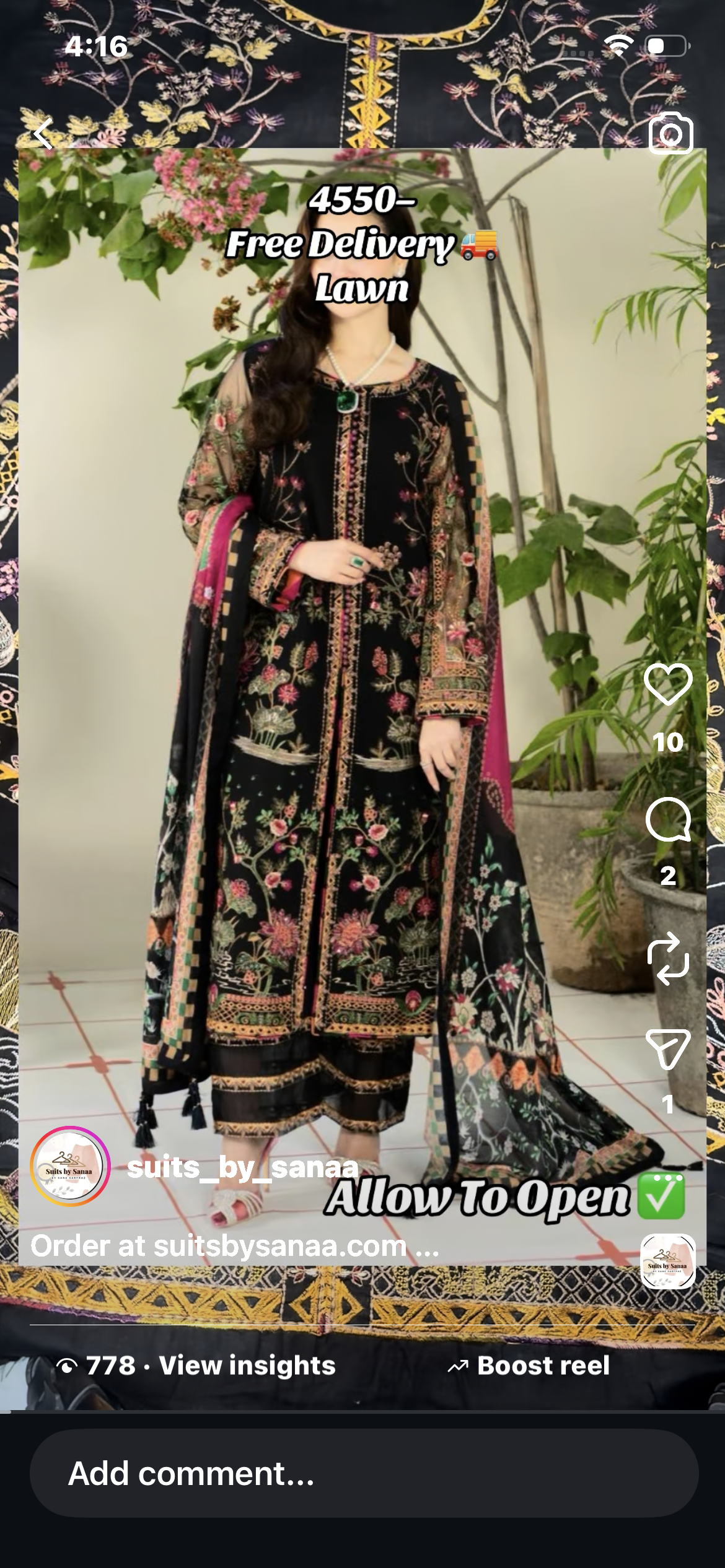 3pcs Maryum Black Multi lawn