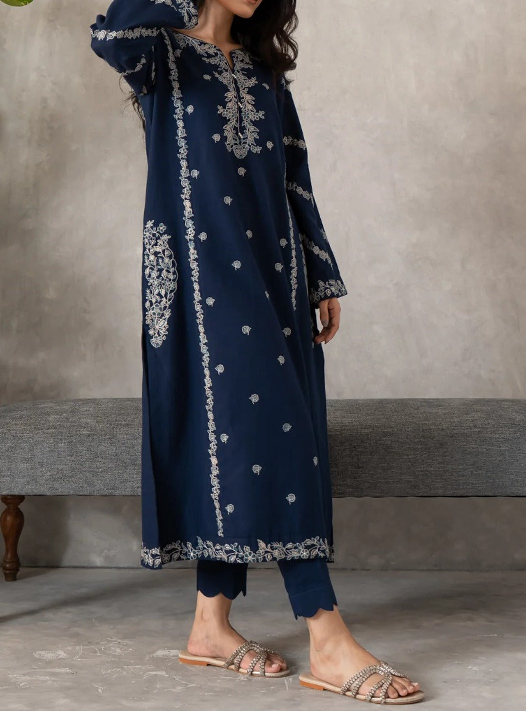 2pcs Batik Blue pockets lawn