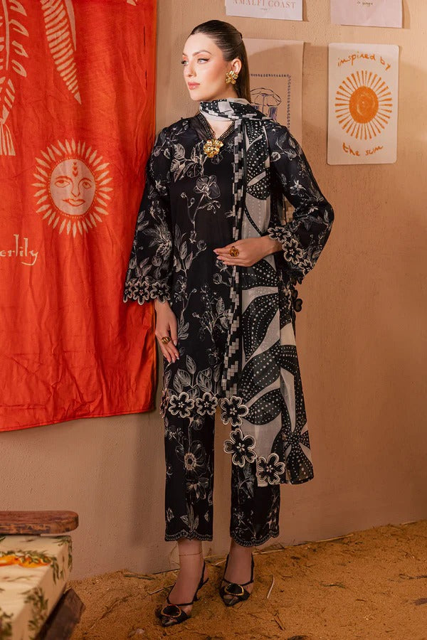 3pcs Nureh Black Print pathes lawn