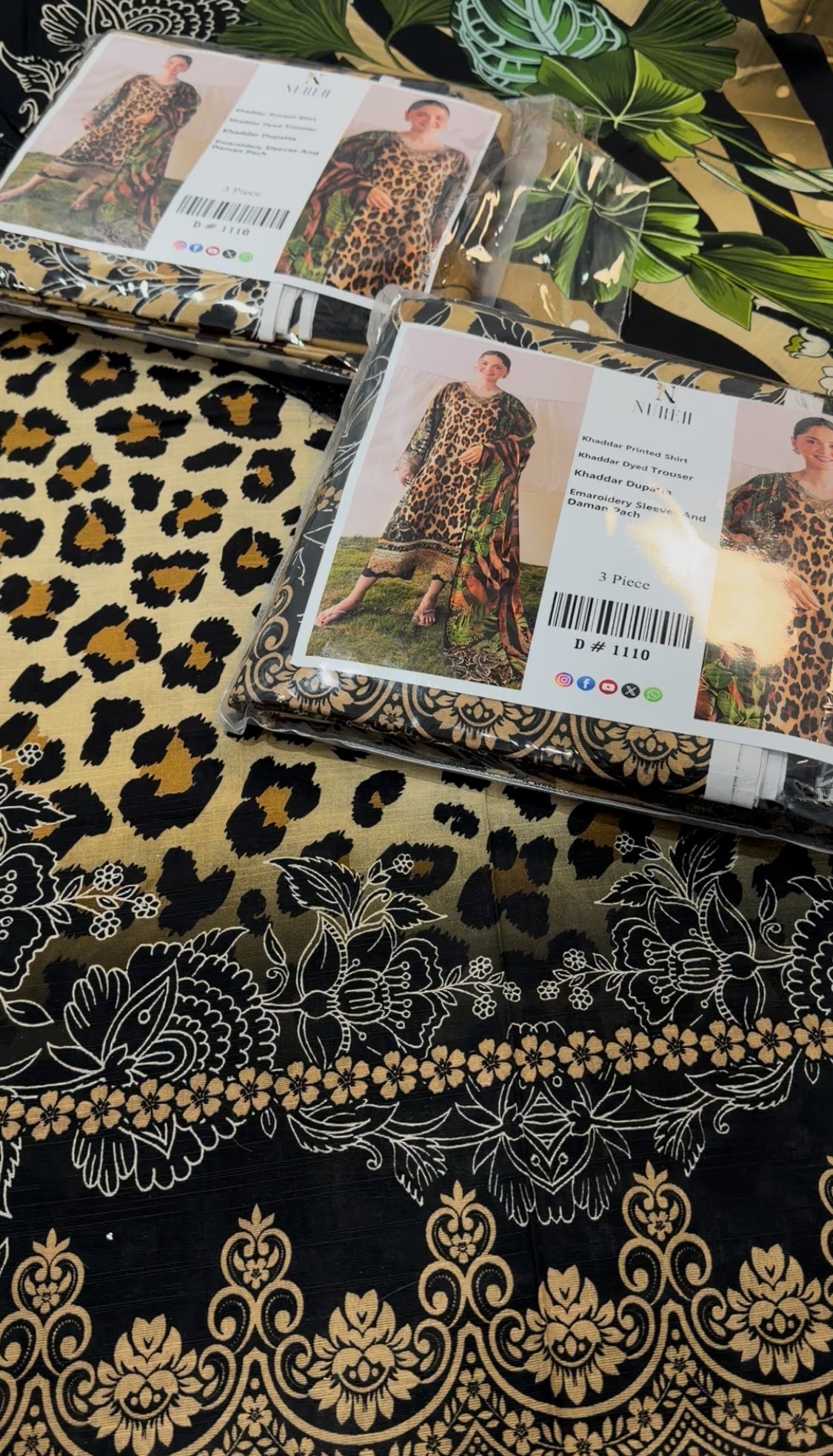 3pcs Khaddar Nureh Cheetah Print + Patches