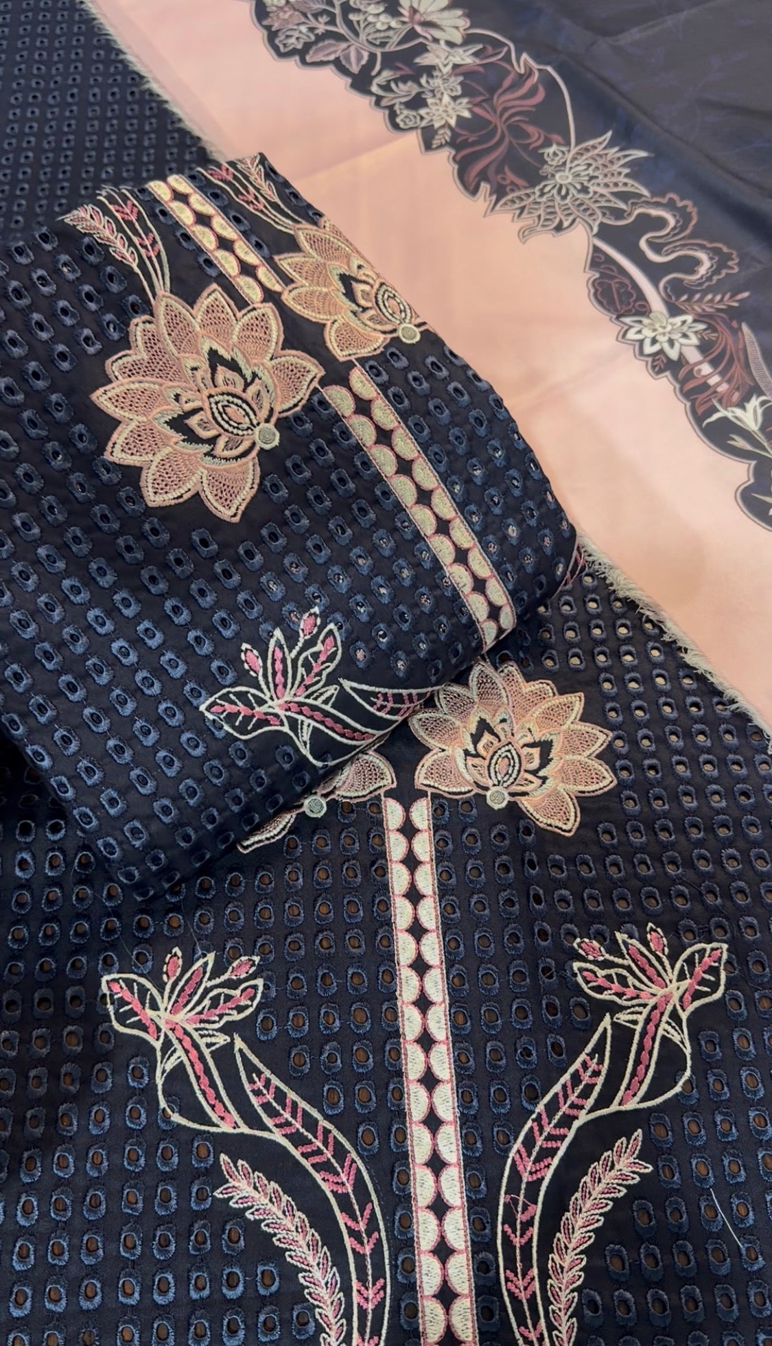 3pcs Saira Shakira Blue pink Boring Dhanak Embroidered