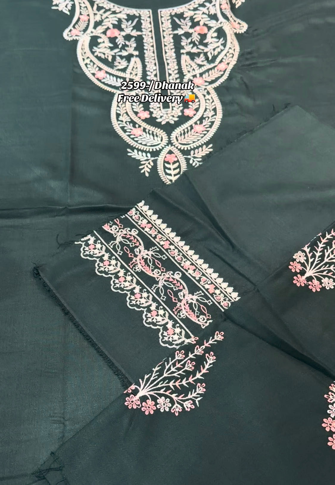 2pcs Bottles Green Sajal Ali  Dhanak Embroidered